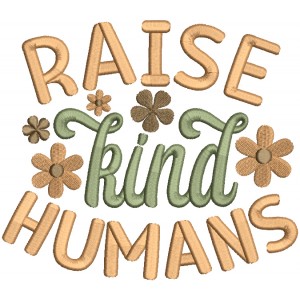Raise Kind Humans Flowers Filled Machine Embroidery Design Digitized Pattern
