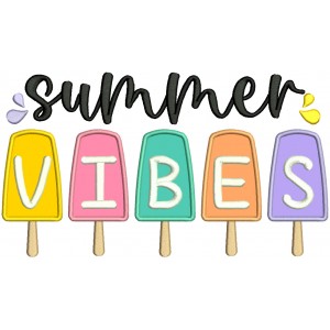Summer Vibes Ice Cream Applique Machine Embroidery Design Digitized Pattern