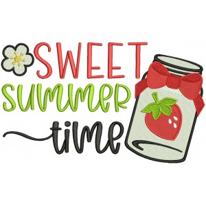 Sweet Summertime Glass Jar With Strawberry Filled Machine Embroidery Design Digitized Pattern