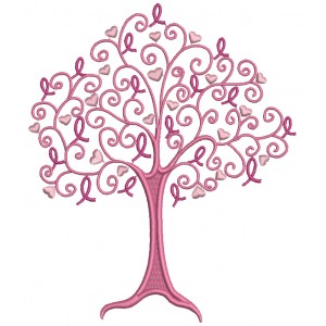 Tree Of Hearts Breast Awareness Filled Machine Embroidery Design Digitized Pattern