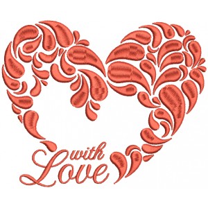 With Love Heart Filled Machine Embroidery Design Digitized Pattern