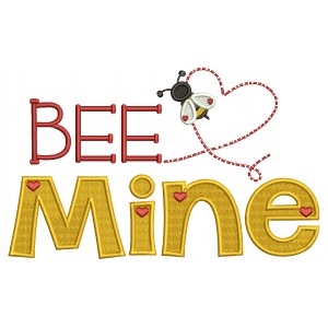 Bee Mine Cute Bee And a Heart Valentine's Day Filled Machine Embroidery Design Digitized Pattern