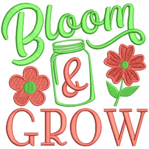 Bloom And Grow Flowers Filled Machine Embroidery Design Digitized Pattern