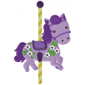 Carousel Horse Filled Machine Embroidery Design Digitized