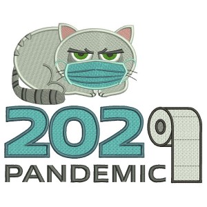 Cat Wearing a Mask 2020 Toilet Paper Pandemic Filled Machine Embroidery Design Digitized Pattern
