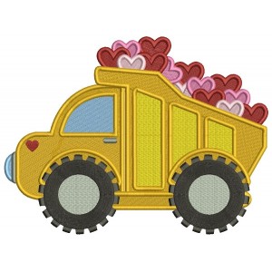Dump truck Full Of Hearts Filled Machine Embroidery Design Digitized Pattern