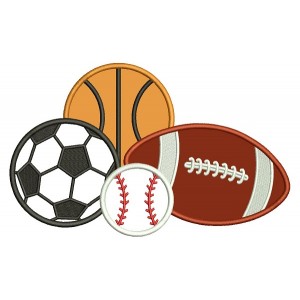 Football Soccer Baseball And Soccer Ball Applique Machine Embroidery Design Digitized Pattern