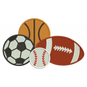 Football Soccer Baseball And Soccer Ball Filled Machine Embroidery Design Digitized Pattern