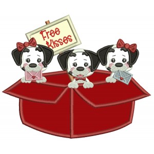 Free Kisses Three Dalmatians Applique Machine Embroidery Design Digitized Pattern