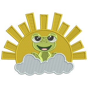 Frog And The Sun Filled Machine Embroidery Design Digitized Pattern