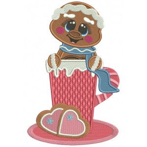 Gingerbread Man With Heart Shaped Cookies Filled Machine Embroidery Design Digitized Pattern