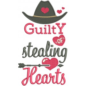 Guilty Of Stealing Hearts Cowboy Hat Filled Valentine's Day Machine Embroidery Design Digitized Pattern