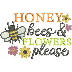 Honey Bees And Flowers Please Filled Machine Embroidery Design Digitized Pattern