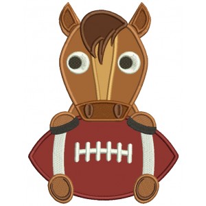 Horse With a Football Sports Applique Machine Embroidery Design Digitized Pattern
