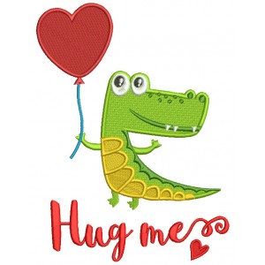 Hug Me Cute Alligator Filled Machine Embroidery Design Digitized Pattern