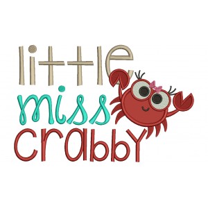 Little Miss Crabby Applique Machine Embroidery Design Digitized Pattern