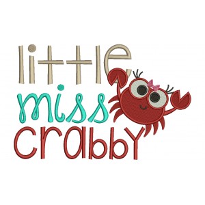 Little Miss Crabby Filled Machine Embroidery Design Digitized Pattern