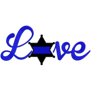 Love Sheriff Badge Police Applique Machine Embroidery Design Digitized 