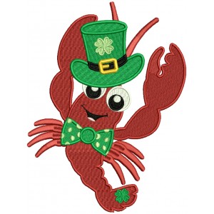 Lucky Lobster St. Patrick's Filled Machine Embroidery Design Digitized Pattern