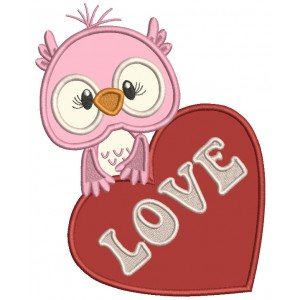 Owl With a Huge Heart Applique Valentine's Day Machine Embroidery Design Digitized Pattern