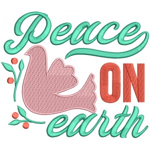 Peace On Earth Dove Christmas Filled Machine Embroidery Design Digitized Pattern