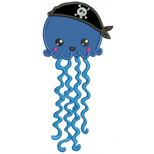 Pirate Jellyfish Applique Machine Embroidery Design Digitized