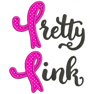 Pretty Pink Breast Cancer Awareness Ribbon Applique Machine Embroidery Design Digitized Pattern