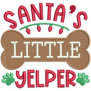 Santa's Little Yelper Dog Bone Christmas Filled Machine Embroidery Design Digitized Pattern
