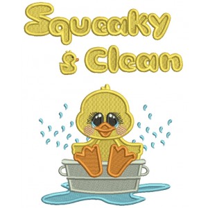 Squeaky Clean Rubber Duck Taking a Bath Filled Machine Embroidery Design Digitized Pattern