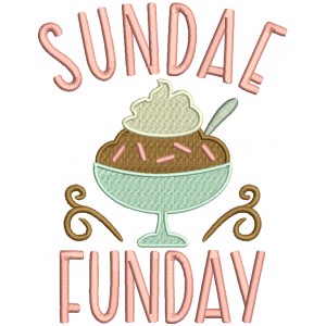 Sundae Funday Ice Cream Filled Machine Embroidery Design Digitized Pattern