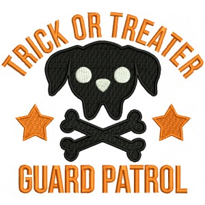Trick Or Treater Guard Patrol Dog Halloween Filled Machine Embroidery Design Digitized Pattern