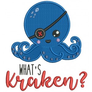 What's Kraken Pirate Octopus Filled Machine Embroidery Design Digitized