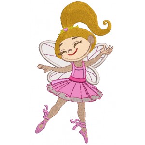 Ballerina wearing butterfly wings Applique Machine Embroidery Design Digitized Pattern