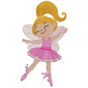 Ballerina wearing butterfly wings Filled Machine Embroidery Design Digitized Pattern