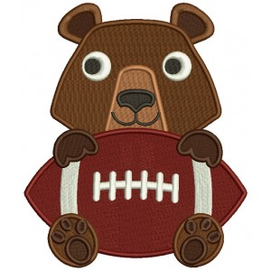 Bear With a Football Filled Machine Embroidery Design Digitized Pattern