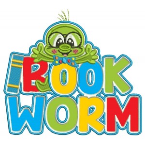 Bookworm With a Big Hug School Applique Machine Embroidery Design Digitized Pattern