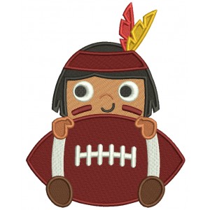Boy Indian With a Football Sports Filled Machine Embroidery Design Digitized Pattern