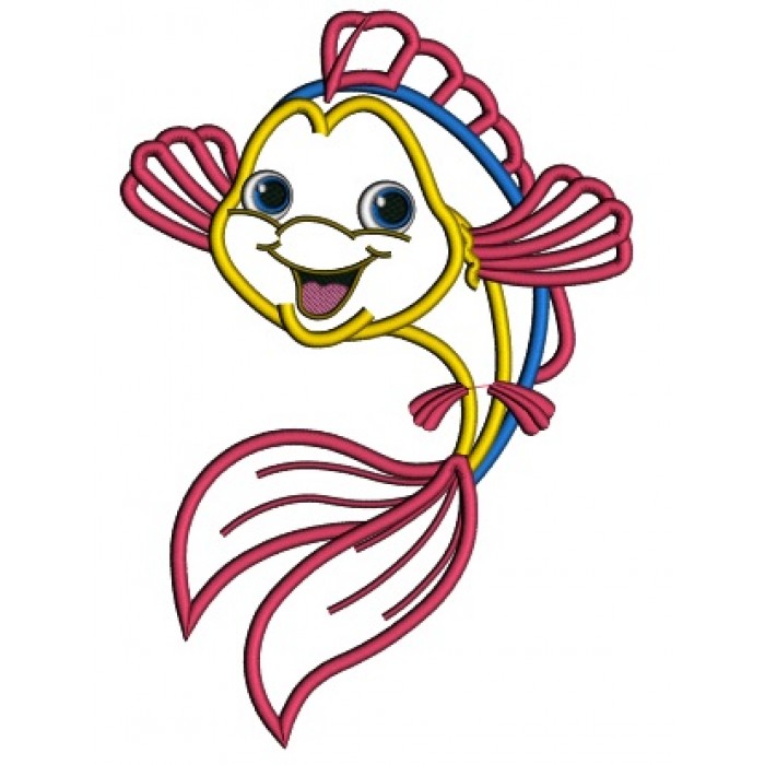 Smiling Fish Design Template Cute Little Smiling Fish Applique Machine Embroidery Design Digitized ...