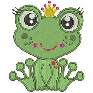 Cute Princess Frog Love Filled Machine Embroidery Design Digitized Pattern 