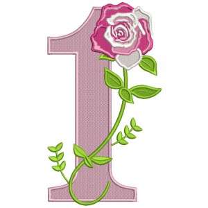 First Birthday Rose Filled Machine Embroidery Design Digitized Pattern