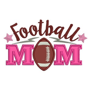 Football Mom With Stars Applique Machine Embroidery Design Digitized Pattern