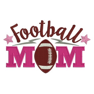 Football Mom With Stars Filled Machine Embroidery Design Digitized Pattern