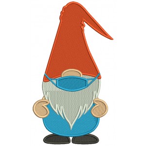 Gnome Wearing a Face Mask Filled Machine Embroidery Digitized Design Pattern