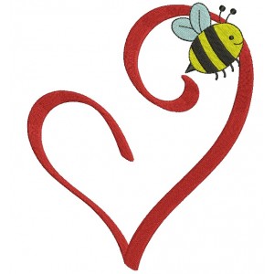 Heart With a Bee Filled Machine Embroidery Design Digitized Pattern