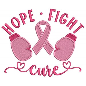 Hope Fight Cure Breast Cancer Awareness Filled Machine Embroidery Design Digitized Pattern