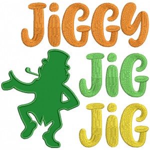 Jiggy Jig Jig St. Patrick's Day Applique Machine Embroidery Design Digitized Pattern