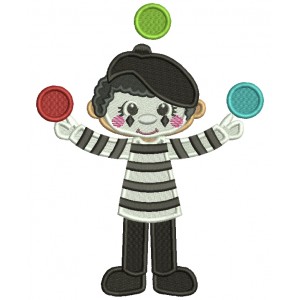 Juggling Circus Boy Filled Machine Embroidery Design Digitized Pattern