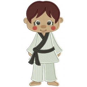 Karate Boy Black Belt Filled Machine Embroidery Design Digitized Pattern