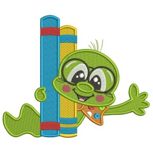 Little Bookworm Holding Books School Filled Machine Embroidery Design Digitized Pattern