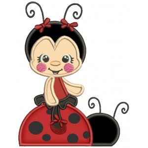 Little Ladybug Sitting On Another Ladybug Applique Machine Embroidery Design Digitized Pattern